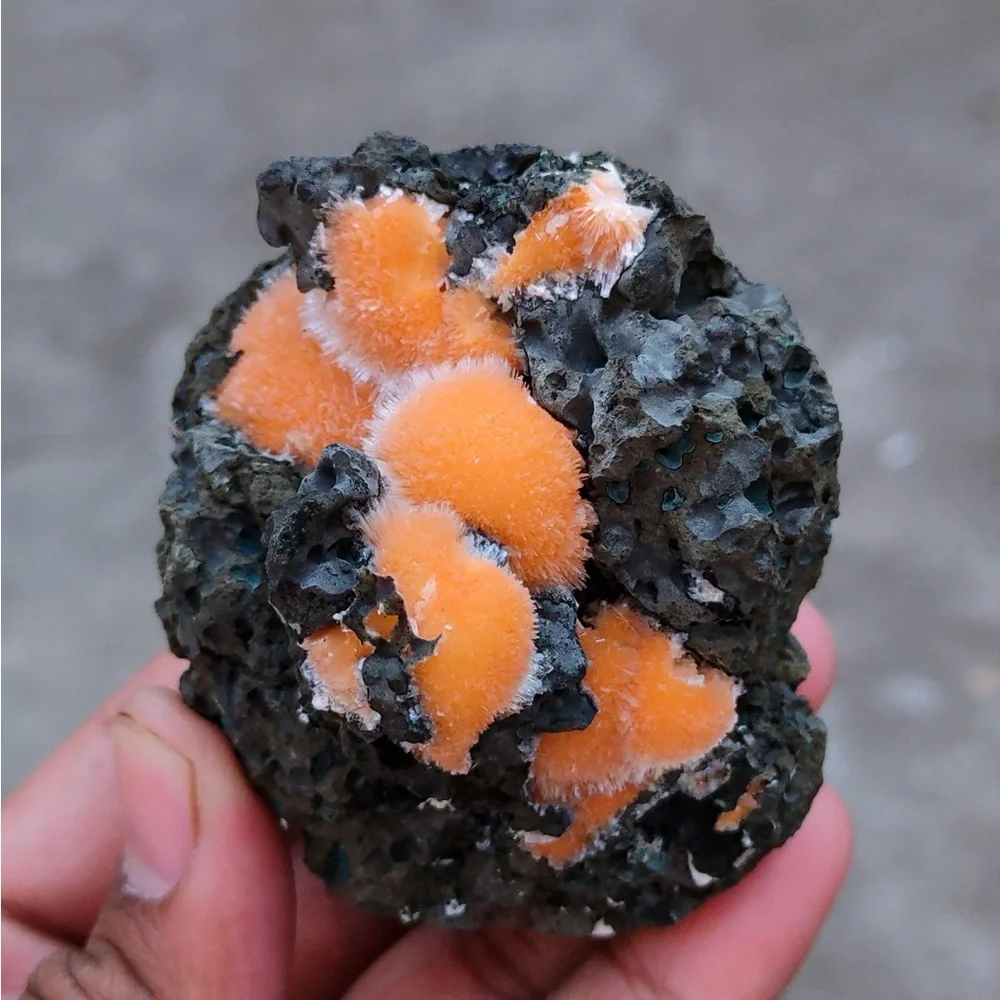 Orange Thomsonite Balls On Matrix, Natural Mineral Specimen From India